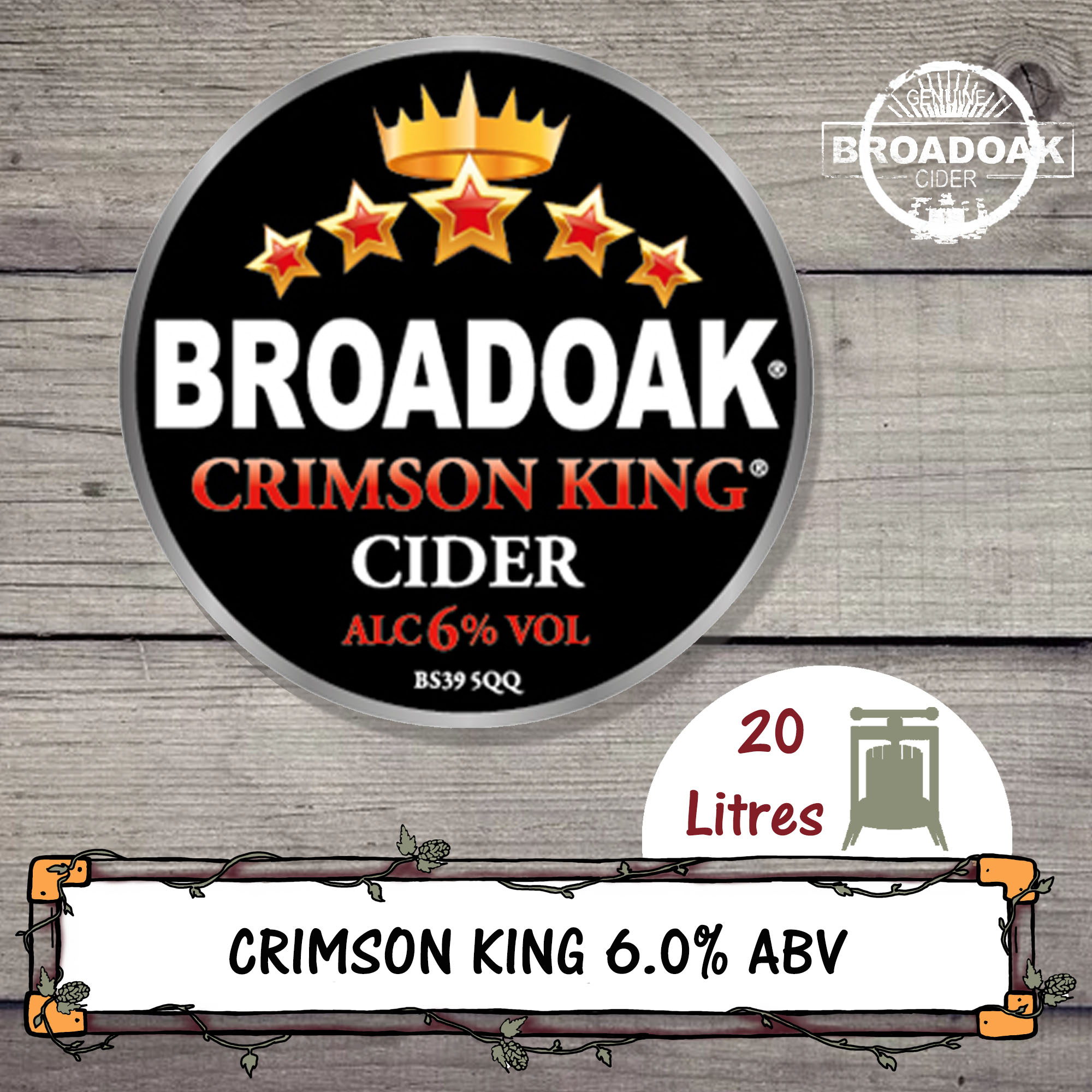 Crimson King 6.0 20L Broadoak Cider Chantry Brewery
