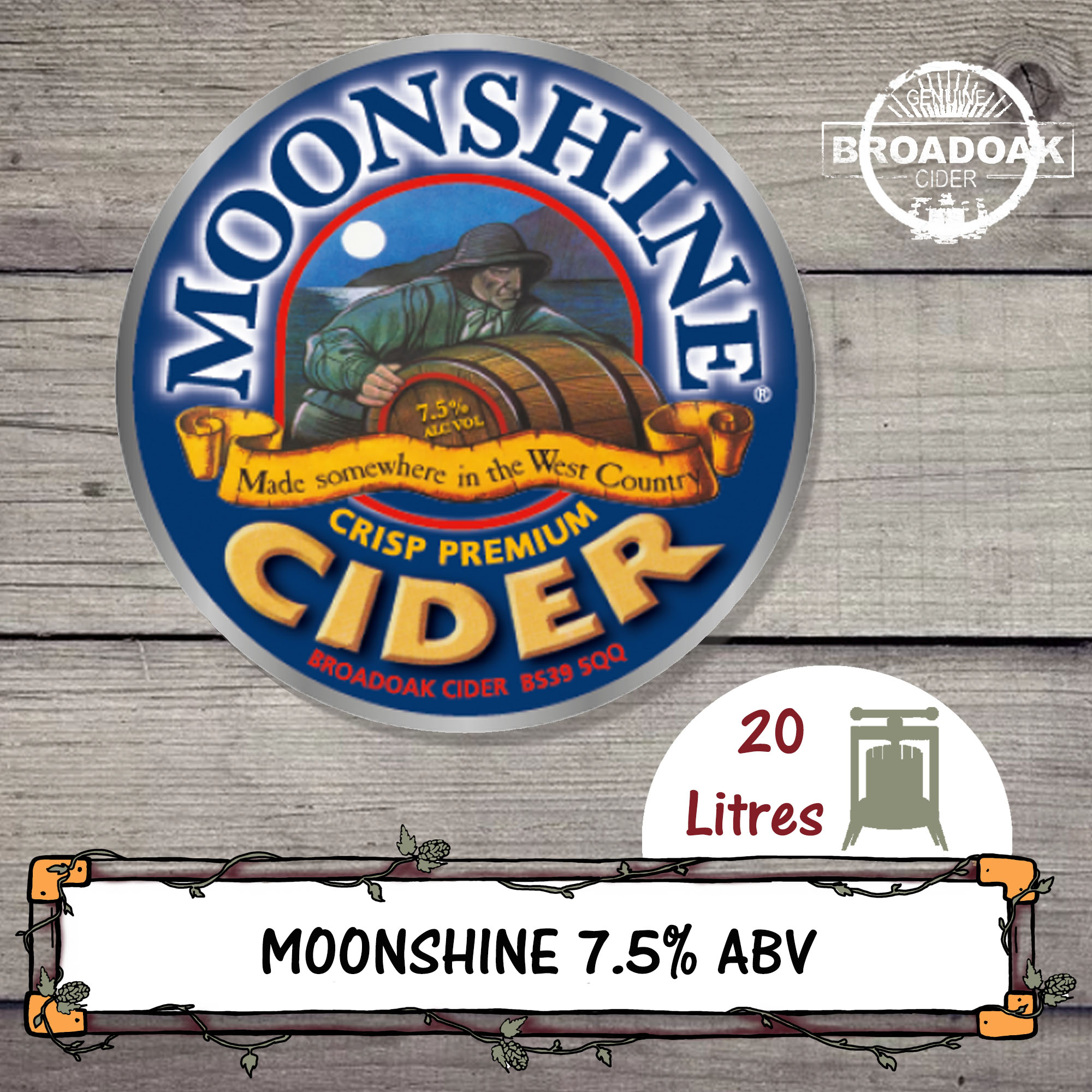 Moonshine 7.5 20L Broadoak Cider Chantry Brewery